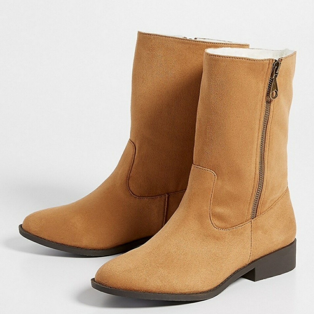 Tan Regina Sherpa Fold-Over Boot